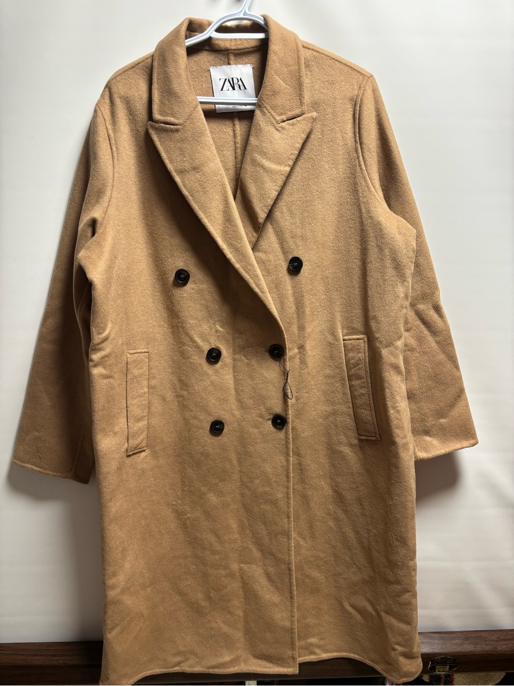 Zara Double-Breasted Tan Pea Coat NWOT